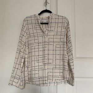 Cream & Black Patterned Blouse